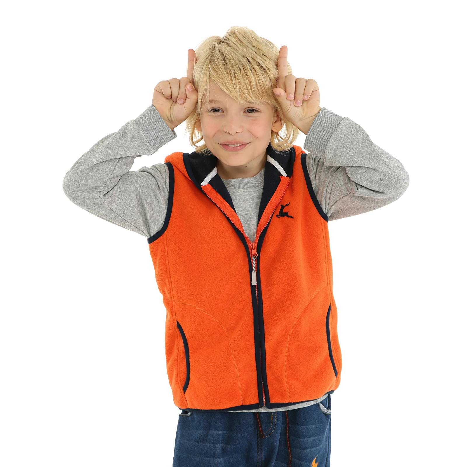 MudKingdom – veste à capuche molletonnée pour garçons et filles, gilet à fermeture éclair, motif de renne, sans manches, vêtements d\'extérieur pour