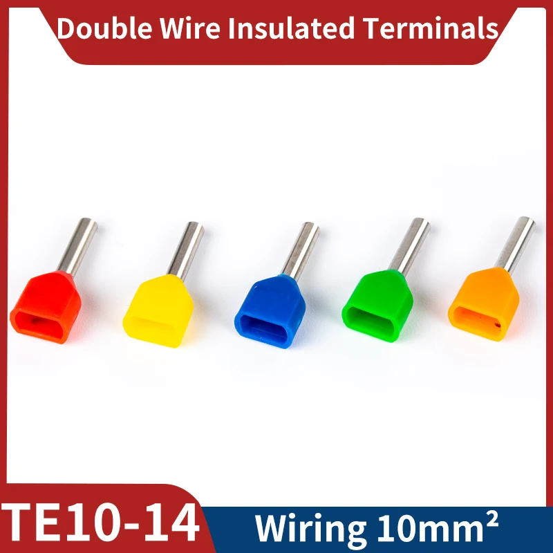 

Double wire tube type terminal TE10-14 100pcs Wire connecting Copper Pre-insulated cold pressed quick connect terminal blocks