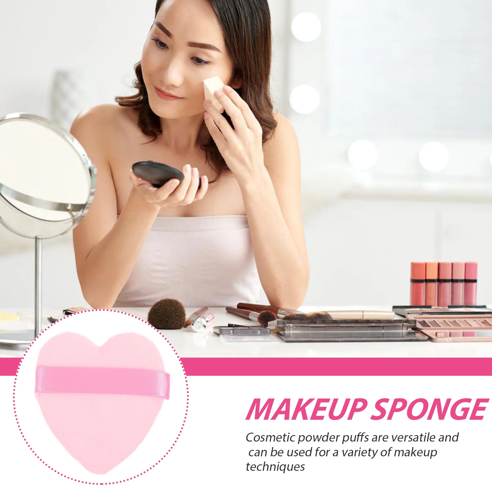 6 pezzi di trucco a forma di cuore, morbido e confortevole soffio di cipria per il fondotinta in polvere per il viso e strumenti per il trucco. Soffio per il viso