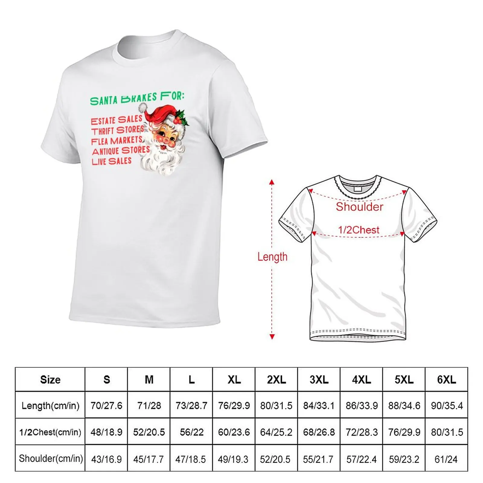 Santa Brakes For VINTAGE T-Shirt Soft Anti-Shrink Cotton Tee