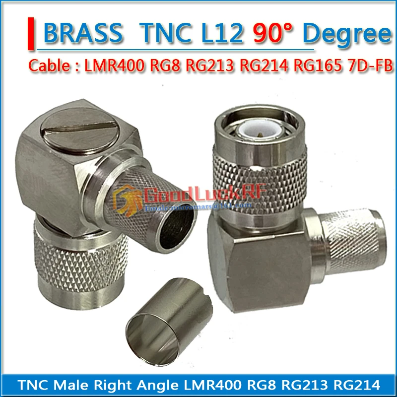 L12 TNC Male 90 Degree Right Angle crimp Soldered For LMR400 RG8 RG213 RG214 RG165 7D-FB Cable RF Connector Coax Adapters