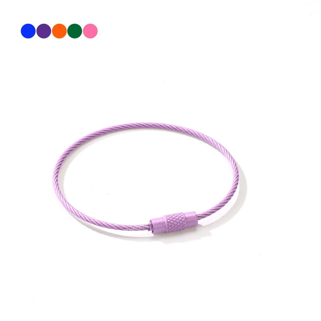 10pcs Colorful Stainless Steel Wire Keychain Cable Loop Set