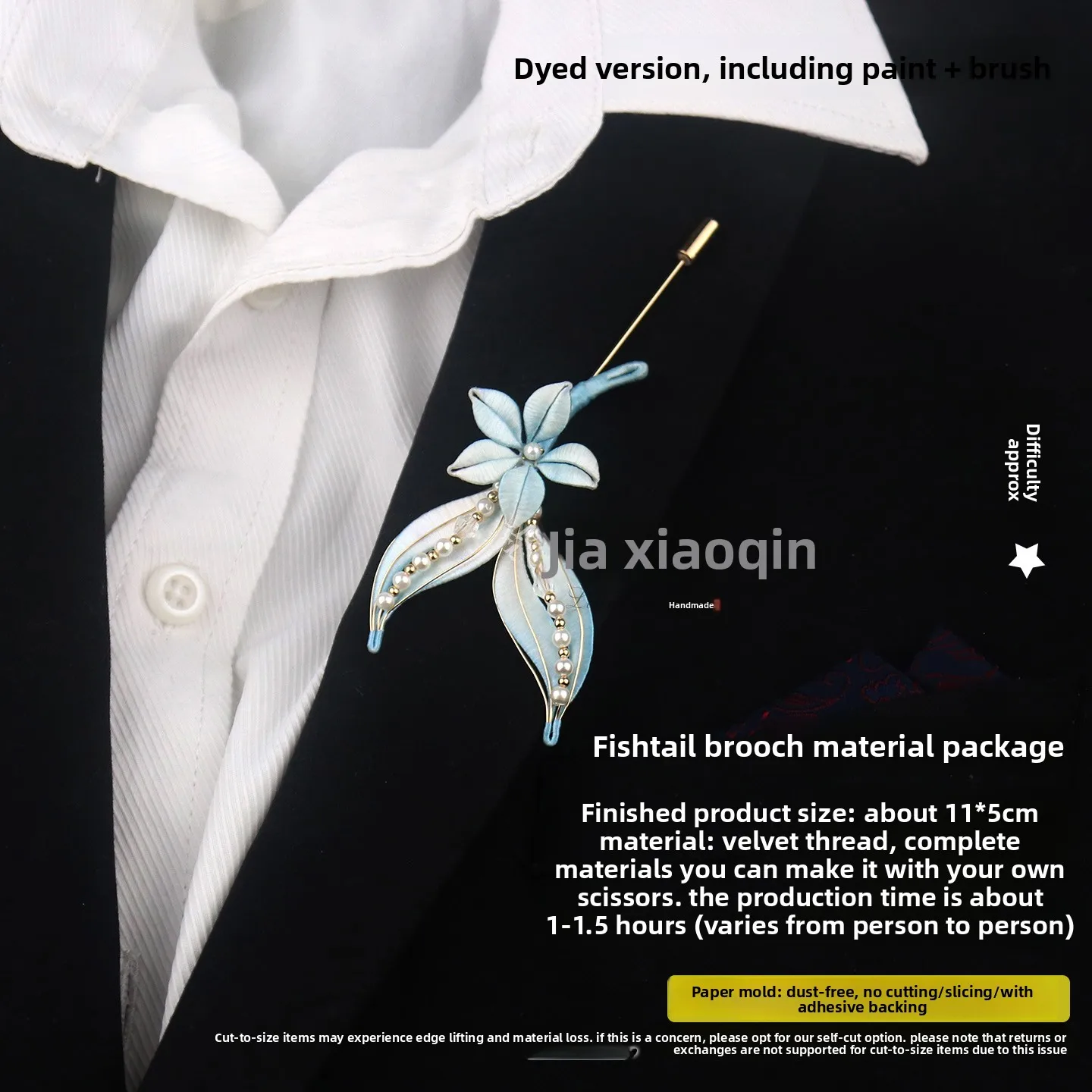 Exquisite Chinese Style Hanfu Accessory Diy No Cut Pearl Mermaid Tail Brooch Material Kit Traditional Chan Hua Handmade Craft