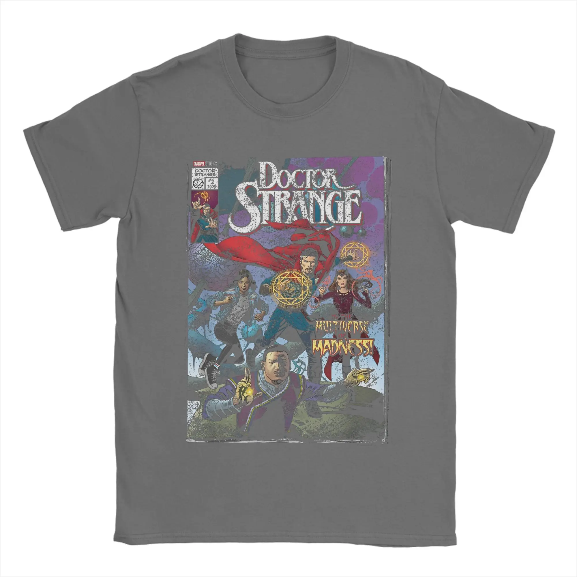 تي شيرت Marvel Vintage Doctor Strange in Crazy Multiverse تي شيرت رجالي برقبة دائرية من القطن الخالص تي شيرت كوميدي بأكمام قصيرة