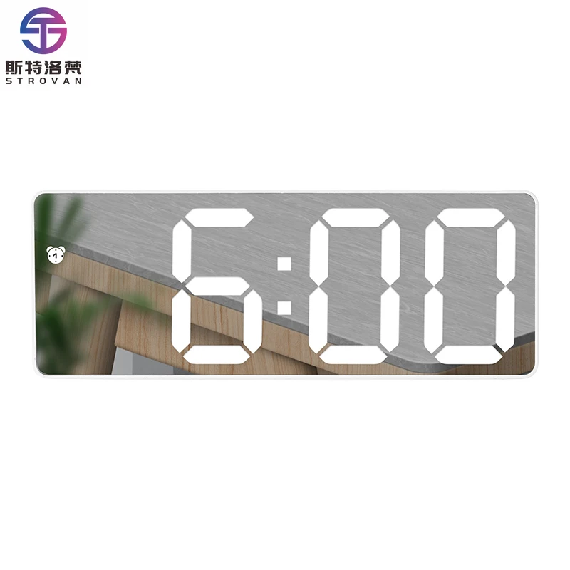 

Large Creative LED Desk Clock Luxury 3d Mirror Table Clock Unique Gifts Modern Electronic Moden Design Clocks Square