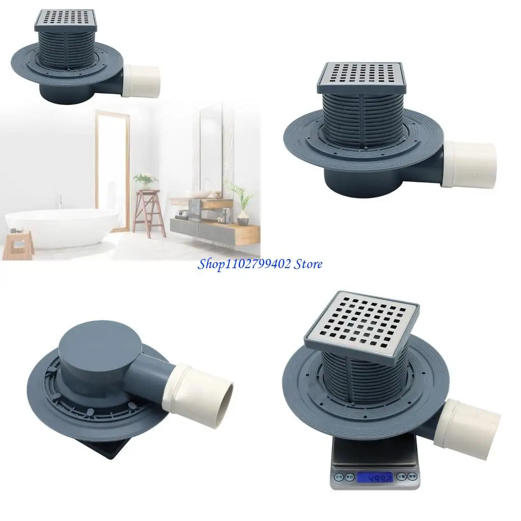 

547F Square Shower Drain Strainers Anti-blocking Hair Catcher Easy to Install