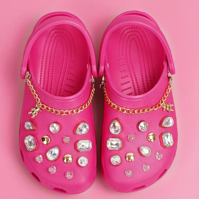 Cadena de perlas de diamante para zapatos, dijes de bricolaje, hebilla de decoración desmontable para agujero, accesorios de dijes para zapatos, fiesta para Niños, Niñas