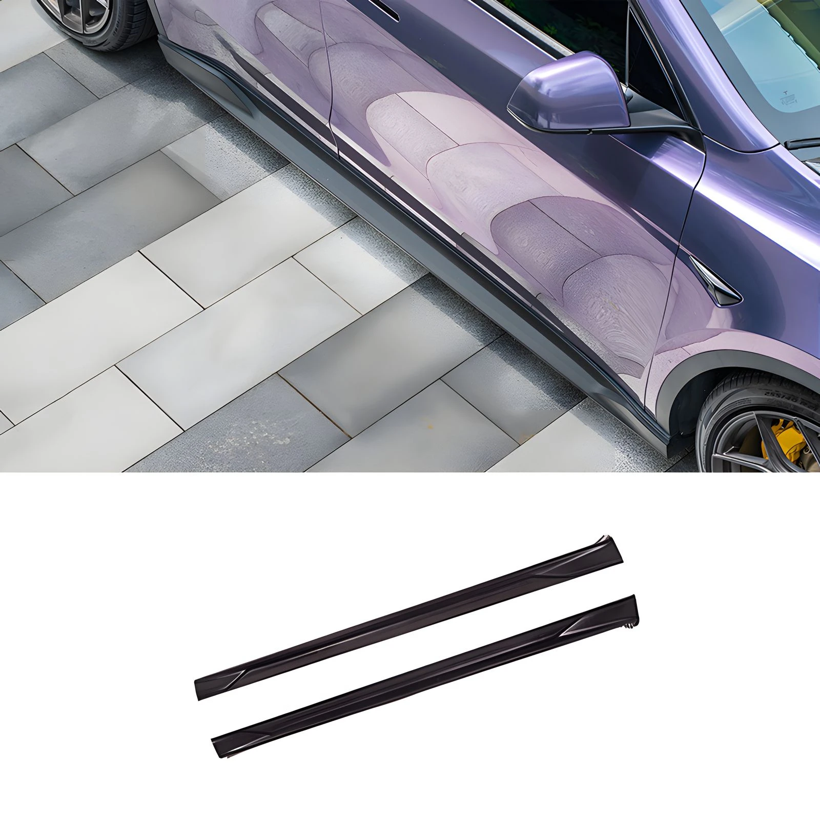 

Yofer High Quality pp Material Black Polished Finish 3M Tape Installation Car Upgrade Body Kit Side Skirts Teslas Model Y
