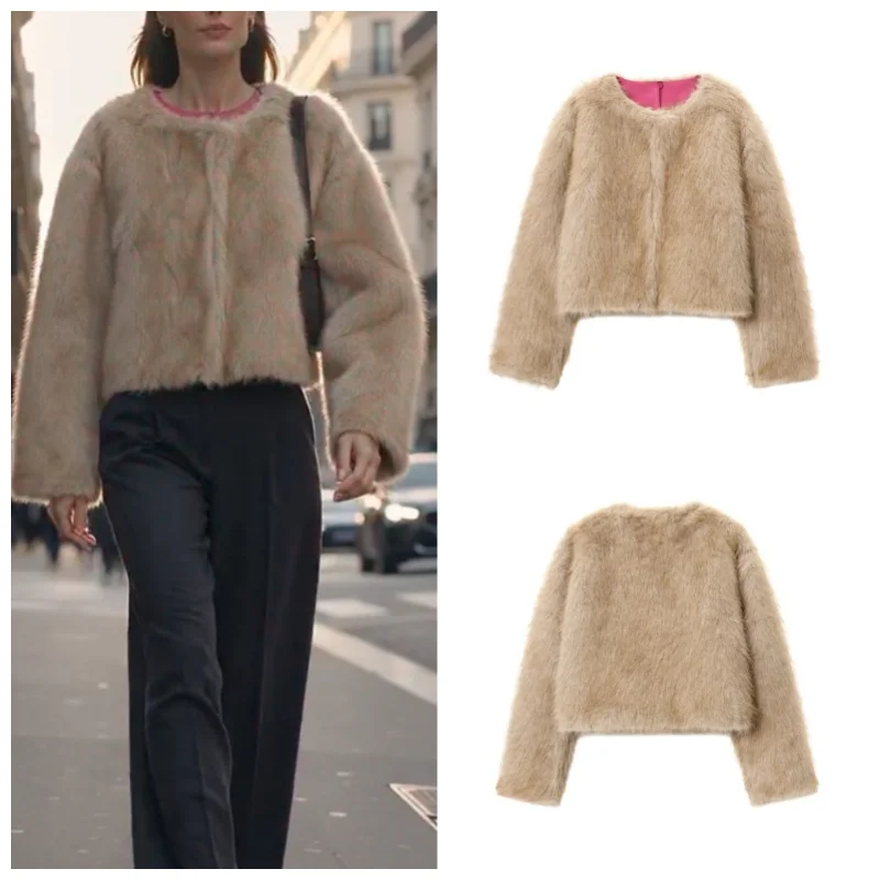 Guobioziy 2026 Women's New Faux Fur Short Jacket Fashionable and Versatile Elegant and Graceful Casual and Stylish