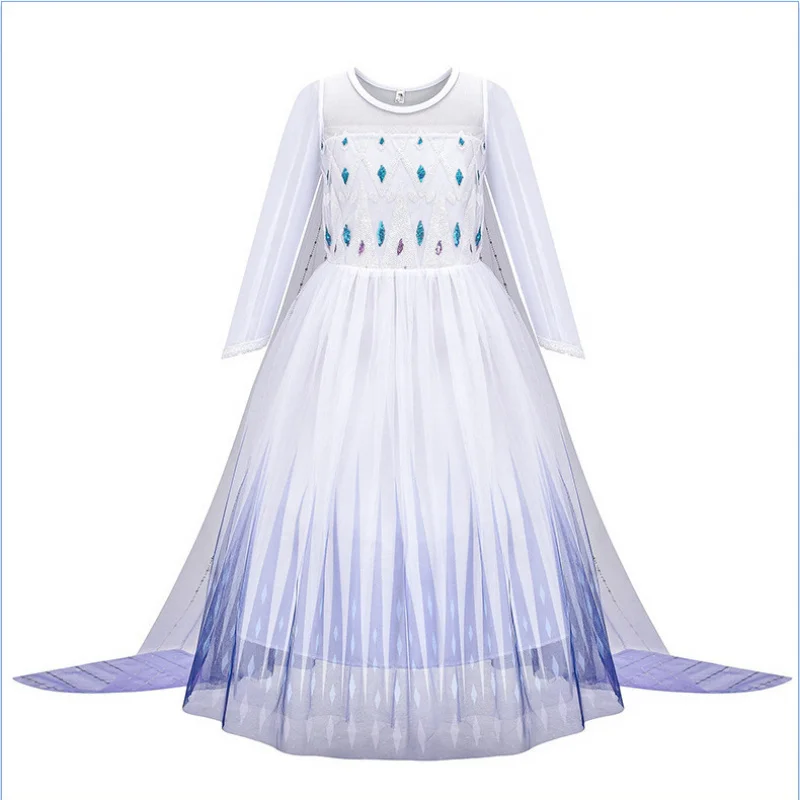 أزياء ديزني إلسا للفتيات، فستان عيد ميلاد الأميرة التنكري، فساتين ملكة الثلج البيضاء الطويلة، ملابس كرنفال الهالوين #4