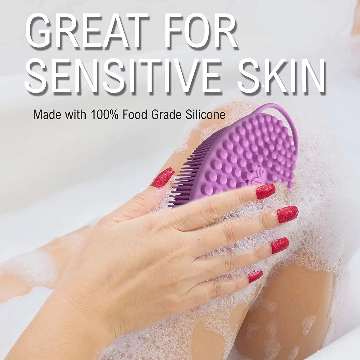 Exfoliating Silicone Body Scrubber Easy to Clean, Lathers Well, Long Lasting, And More Hygienic Than Traditional Loofah