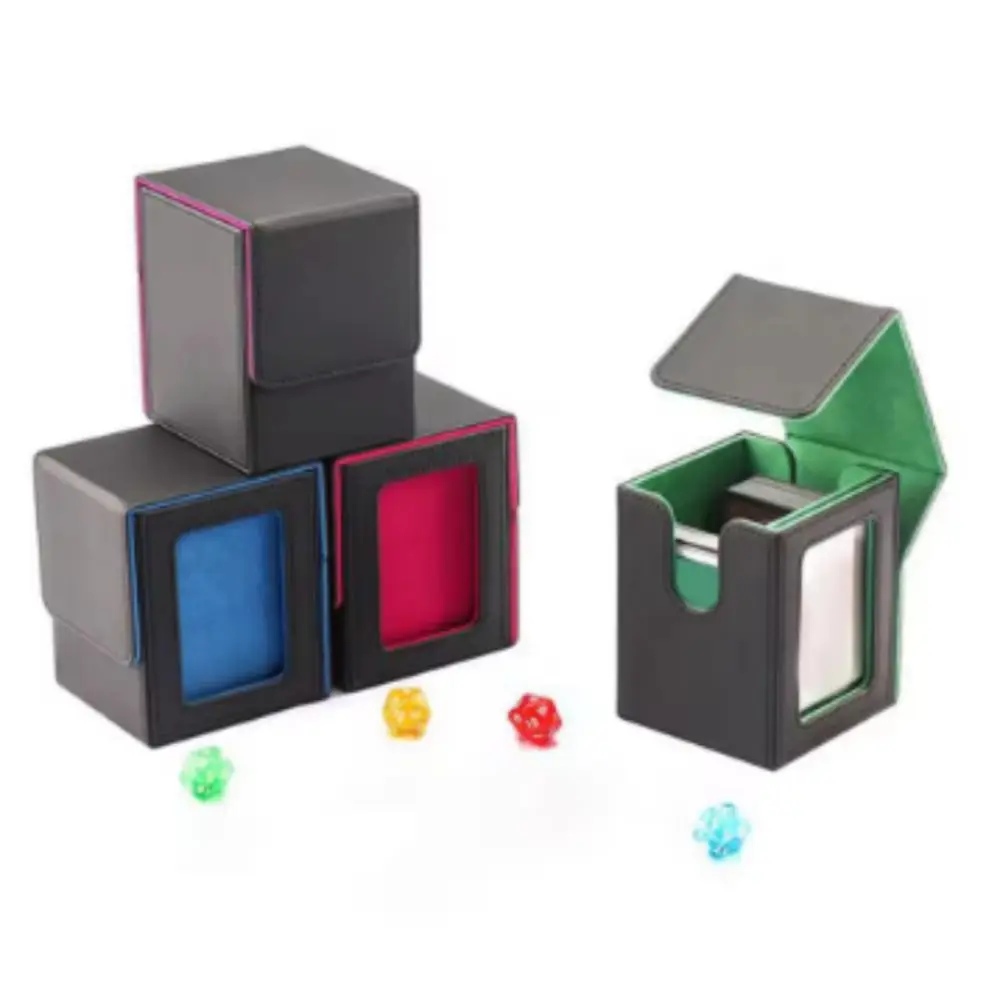 

Display Window Game Card Organizer Single Sleeved Cards Cards Case Trading Card Storage Box Protectors Container PU Leather