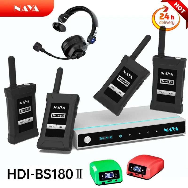 NAYA BS180ii Wireless Intercom System Full Duplex Call Earphones Internal Calling One Drag Four for Stage Movie Crew Hotel