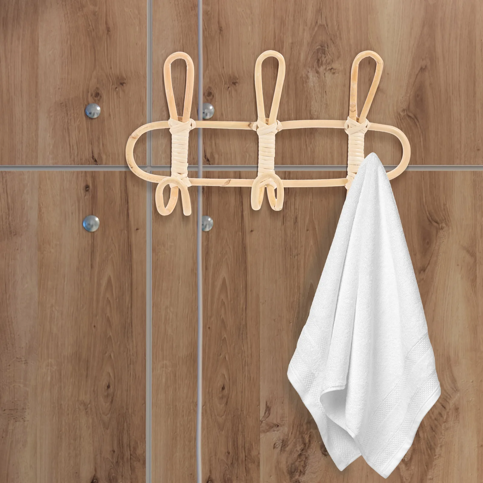 

3 Hooks Rattan Wall Hooks Natural Bedroom Decor Vintage Towel Bath Holder Woven Shelf Storage Solution Clothing