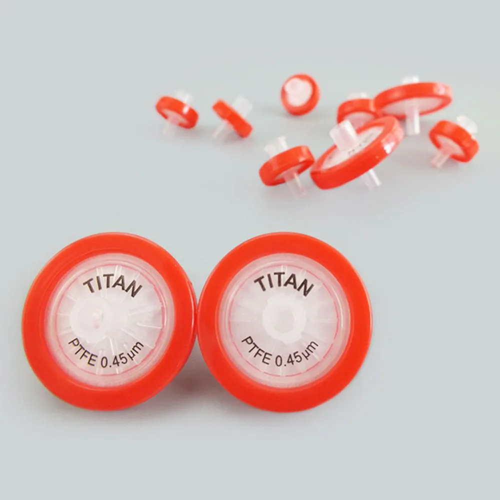 일회용 소수성 PTFE 주사기 필터, 실험실 용품, 바늘 실험 액세서리, 25mm, 0.45m, 10 개