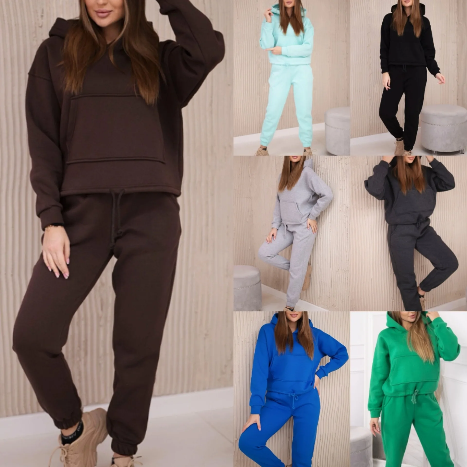 

Sports Pant Sets Women Tracksuit Two Pieces Sweatshirt Hooded Hoodies Matching Sets Drawstring Pencil Pants Casual Autumn