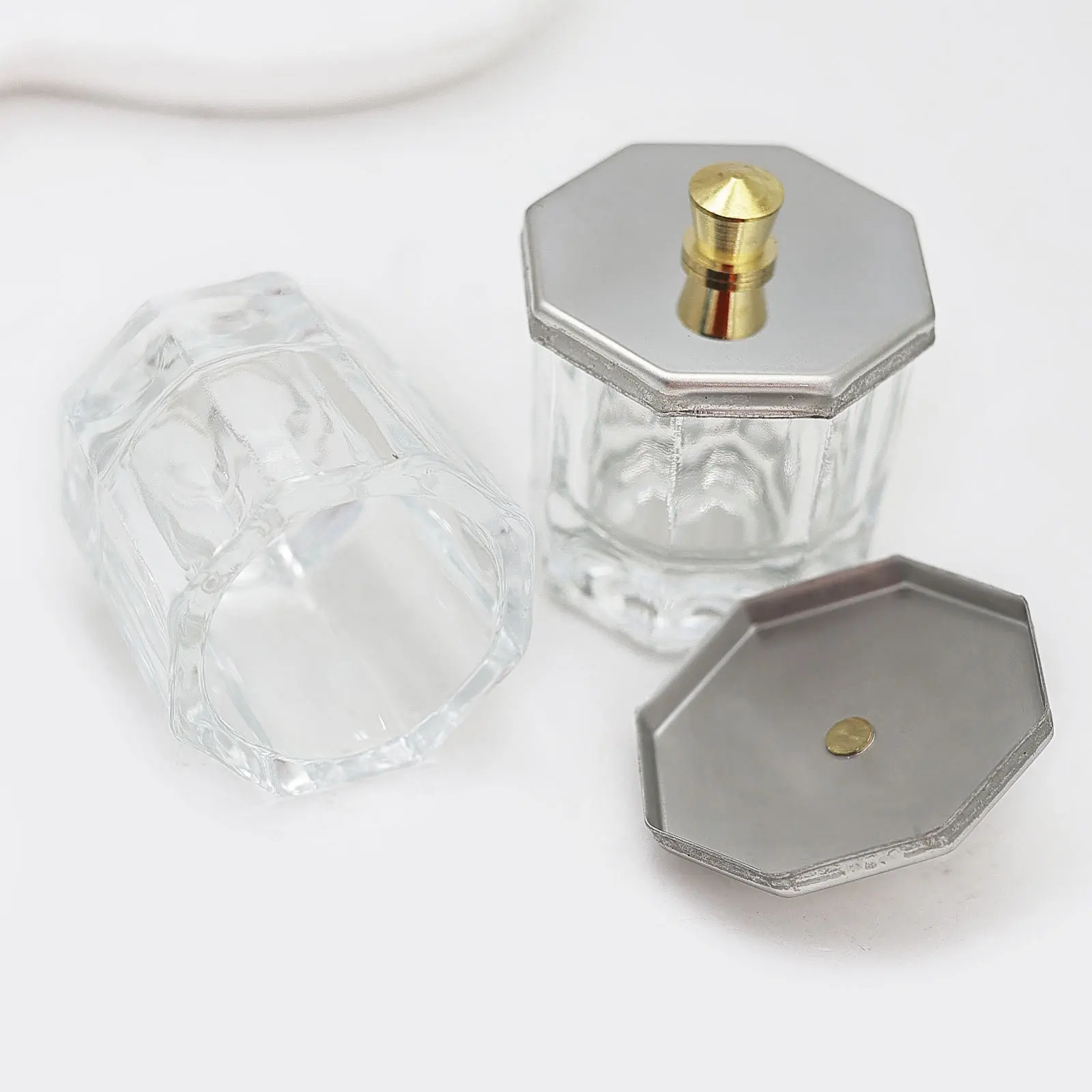 2 pezzi di cristallo colorato in polvere acrilica per unghie liquide tazza piatto coperchio ciotola portabicchieri attrezzature strumenti per manicure