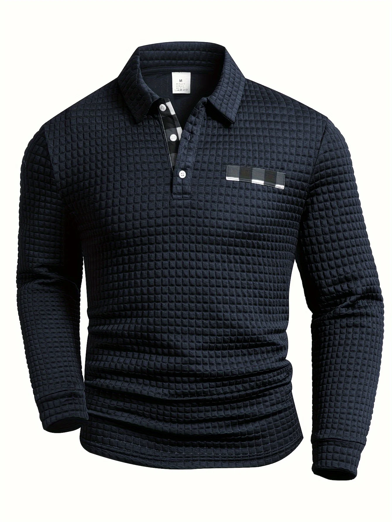 Men's Tops, Business and Office Shirts, Suitable for Daily Work Settings, Digital Print Fabric with Irregular Plaid Pattern, Non-Patterned Checkered Design, Thick Style, Long-Sleeved Collared Shirt, Textured Fabric wit