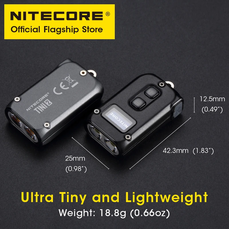 NITECORE TINI2 miniature portable keychain lamp dual-core OLED EDC portable flashlight APC Sleep Technology With Li-ion Battery