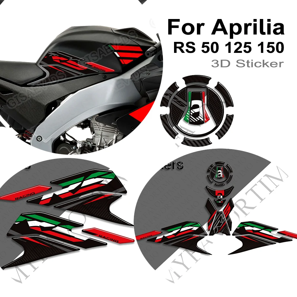 

For Aprilia RS RS4 RSV50 125 150 GP 1000 R Factory 3D Fuel Tank Pad Sticker Gas Cap Protection Decals Waterproof
