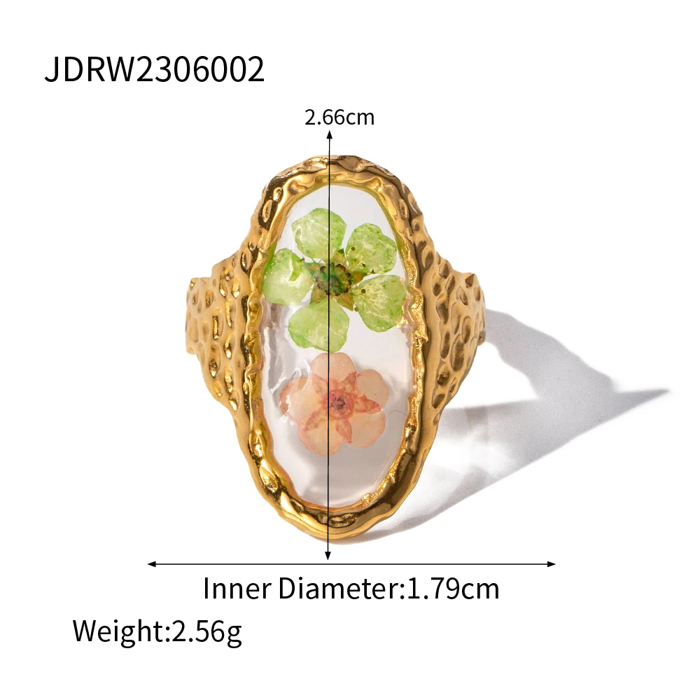 Uworld Retro Eternal Flower Design 18K Gold Plated Jewelry Adjustable Stainless Steel Waterproof Ring For Ladies Jewelry Gift