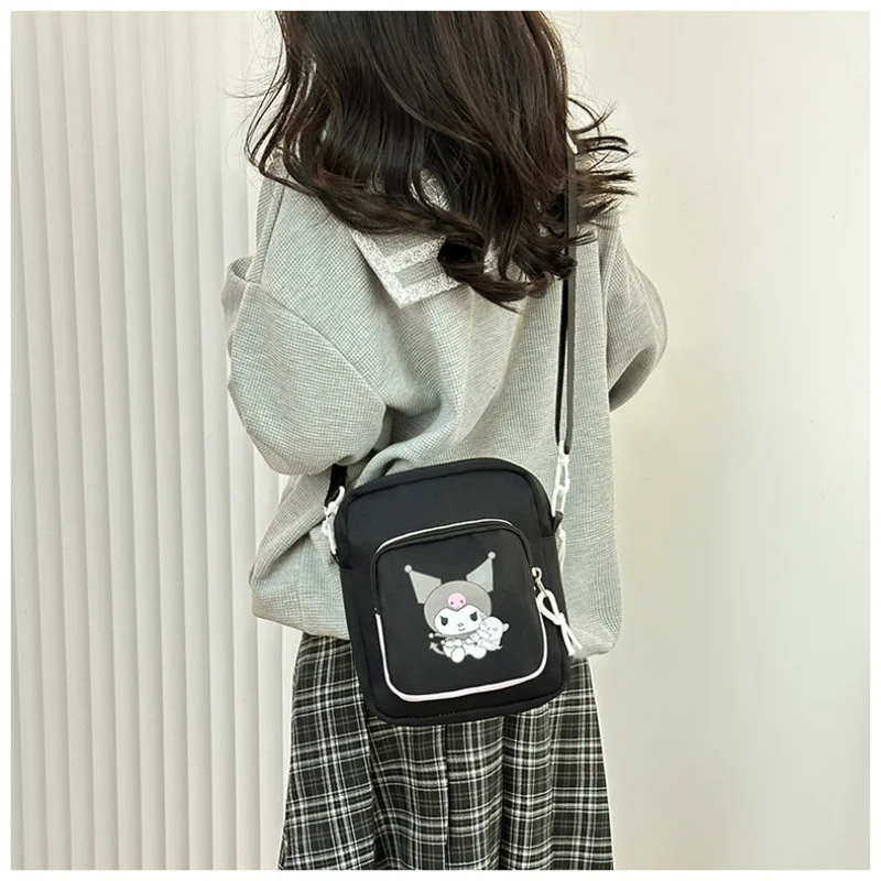 Petit sac carré mignon pour femmes et filles japonaises, sac à bandoulière polyvalent, rangement portable, imprimé de dessin animé, petit sac à dos à une épaule