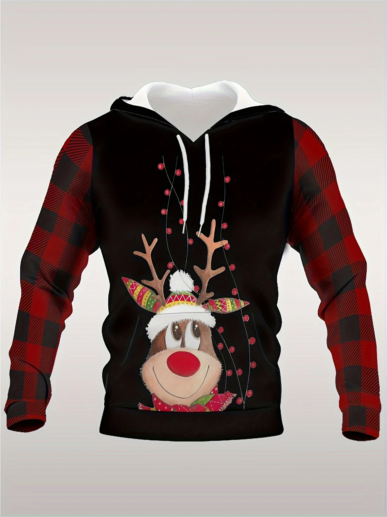 Christmas Theme Men's Fashion 3D Print Hoodie Streetwear Christmas elk Hoodies Hooded Front Pocket Designer Hoodie Sweatshirt