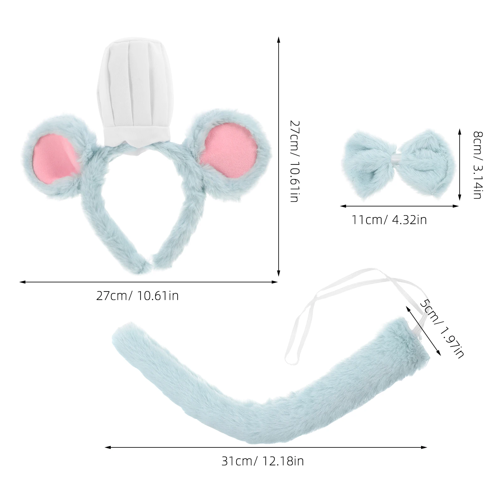 Muiskostuum Set Voor Kinderen Volwassen Muizen Oren Hoofdband Muis Neus Staart Strikje Dieren Kostuum Accessoires Carnaval Party Cosplay