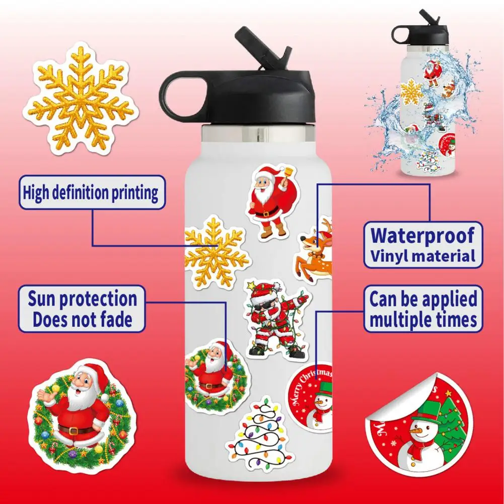 Impermeável Holiday Decoração Adesivos, Festive Vinyl Natal Sticker Set, PVC telefone para crianças, 8 folhas, 160pcs