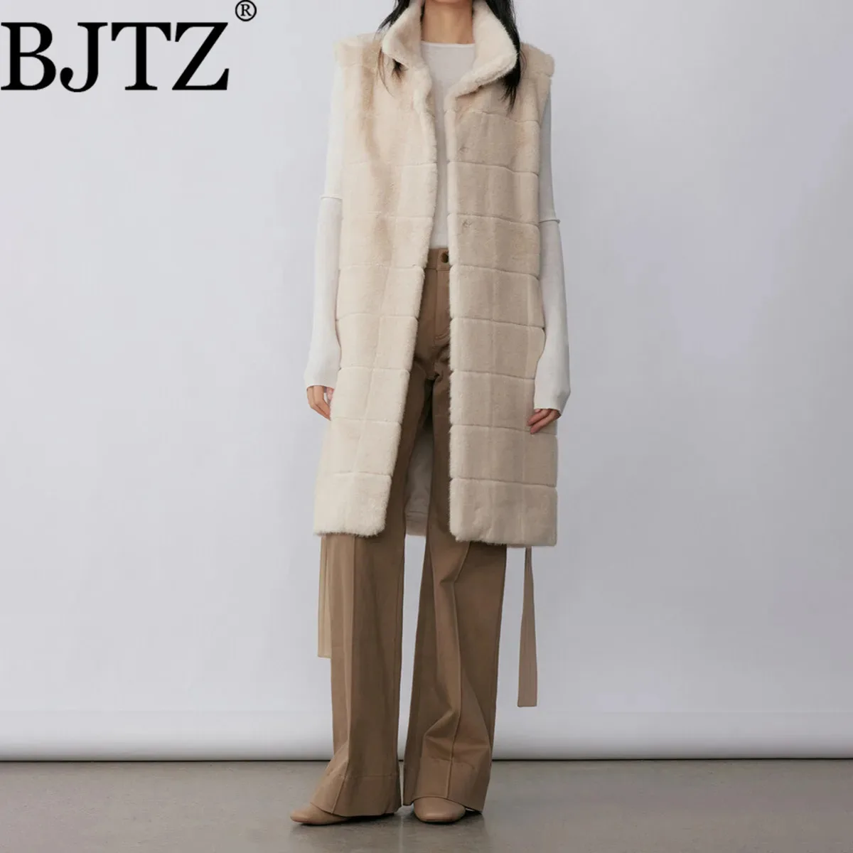 سترة BJTZ النسائية الشتوية الطويلة من الفرو الصناعي معزولة دافئة مصممة أنيقة وبسيطة وغير رسمية ملابس خارجية مريحة #1