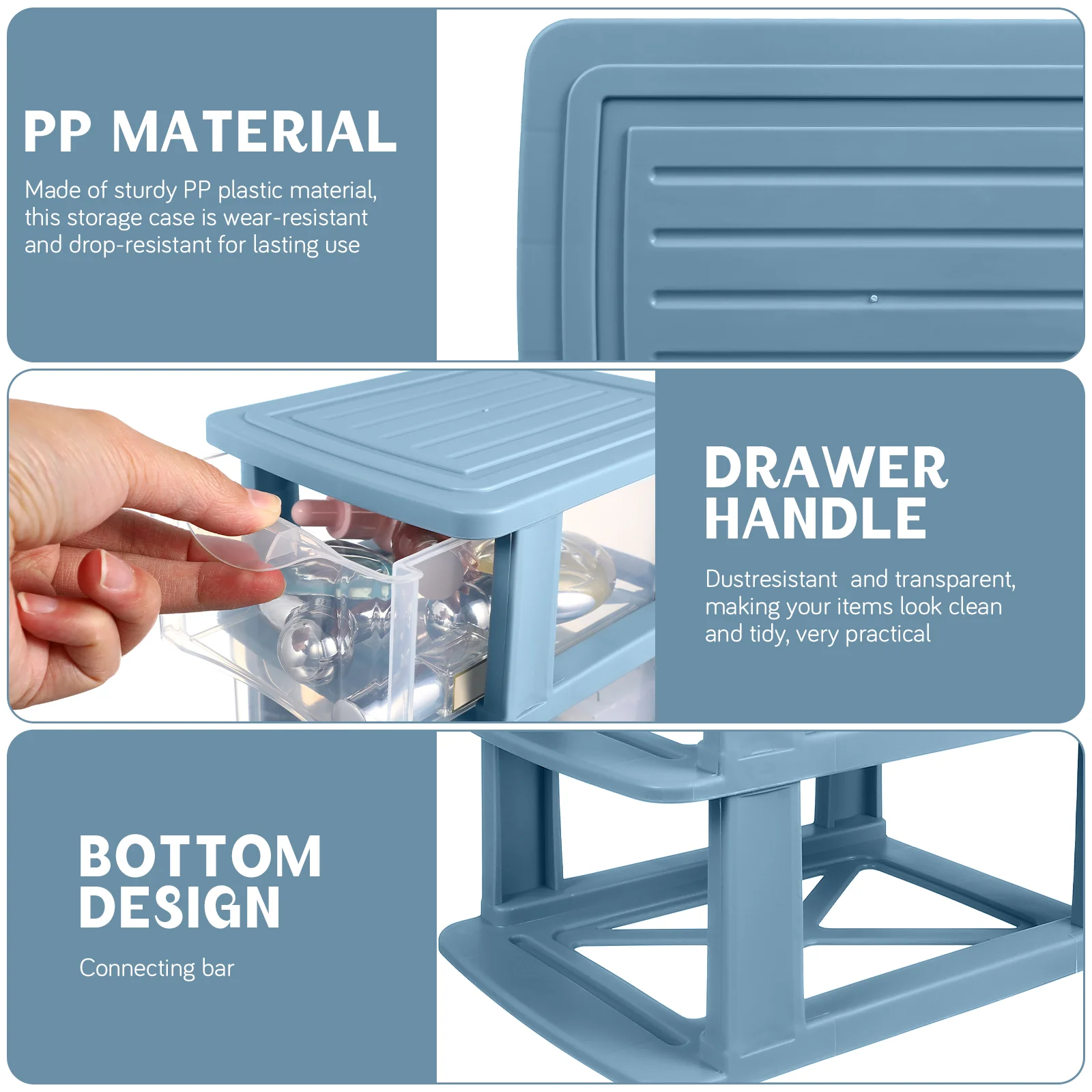 Plank Opbergdoos Lade Plastic Kleine Laden Bureaucontainer Voor Briefpapier Blauwe Organizer Pp Lade-Type Kast