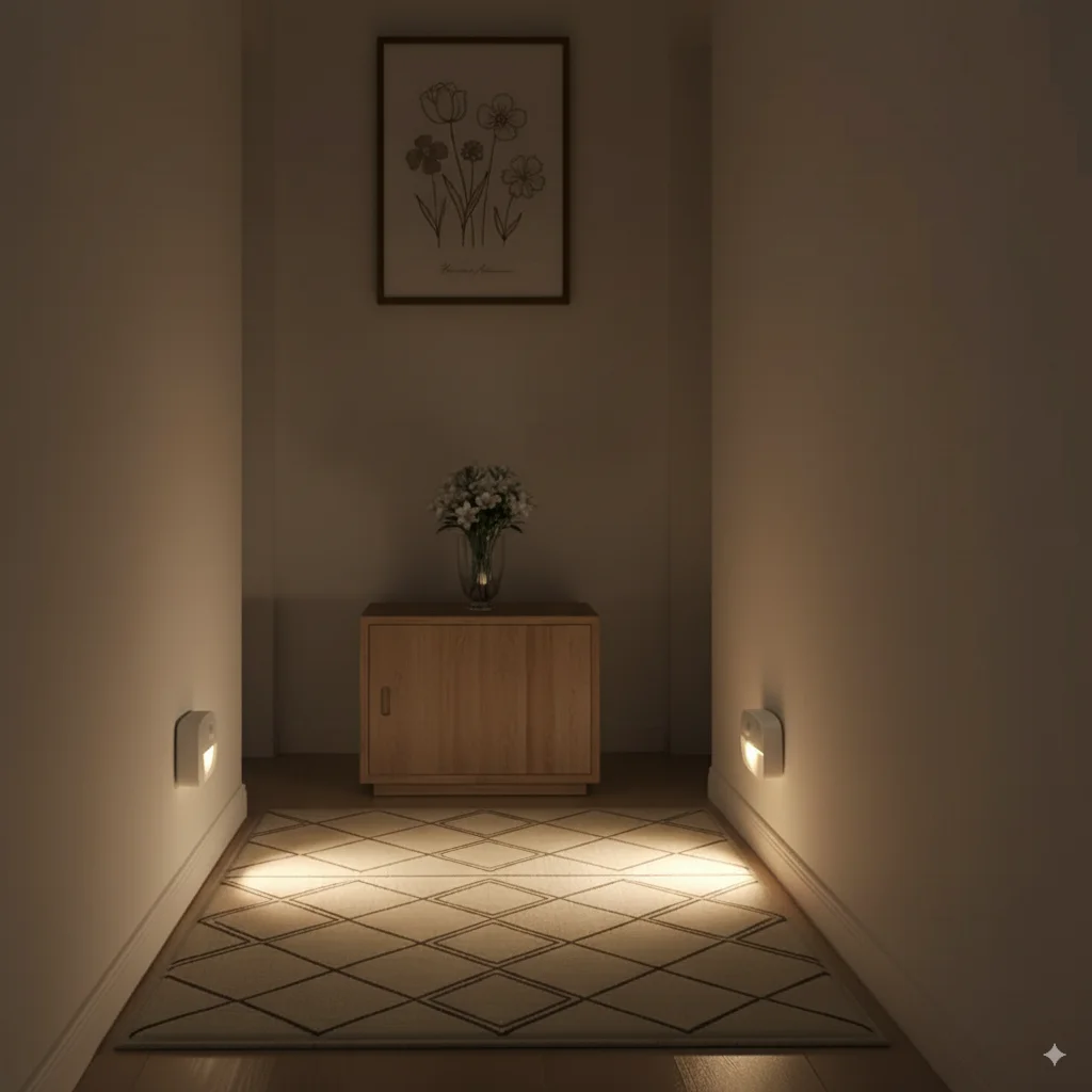 Motion Sensor LED Night Light Lights Indoor Lamp Mini Battery Operated Wireless Soft Wall Cabinet Hallway Lighting Kids Sleeping