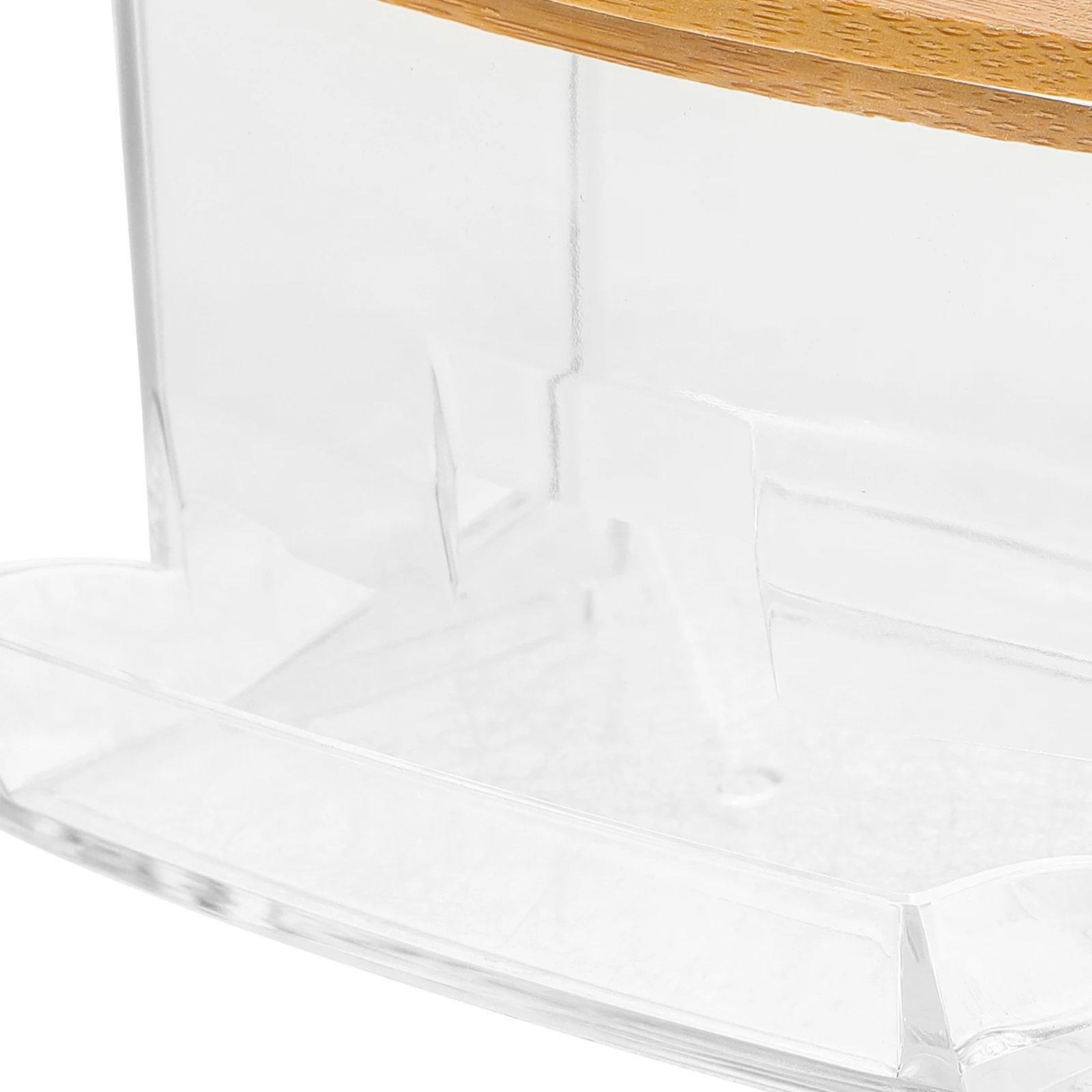 1 مجموعة غطاء من الخيزران أعواد قطنية صندوق واضح الاكريليك المنظم ل منصات القطن المسواك تخزين الحمام ماكياج مكافحة موزع #3