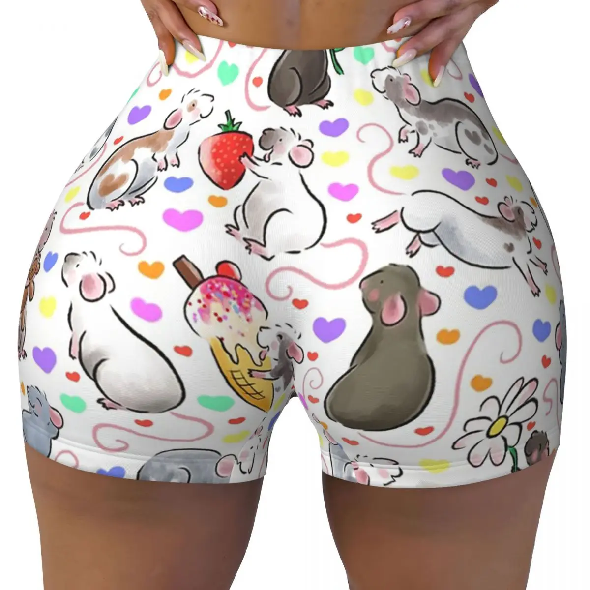 

Custom I Love Rats Шорты для йоги Женские шорты для тренировок в тренажерном зале Беговые спортивные шорты для волейбола Байкерские шорты