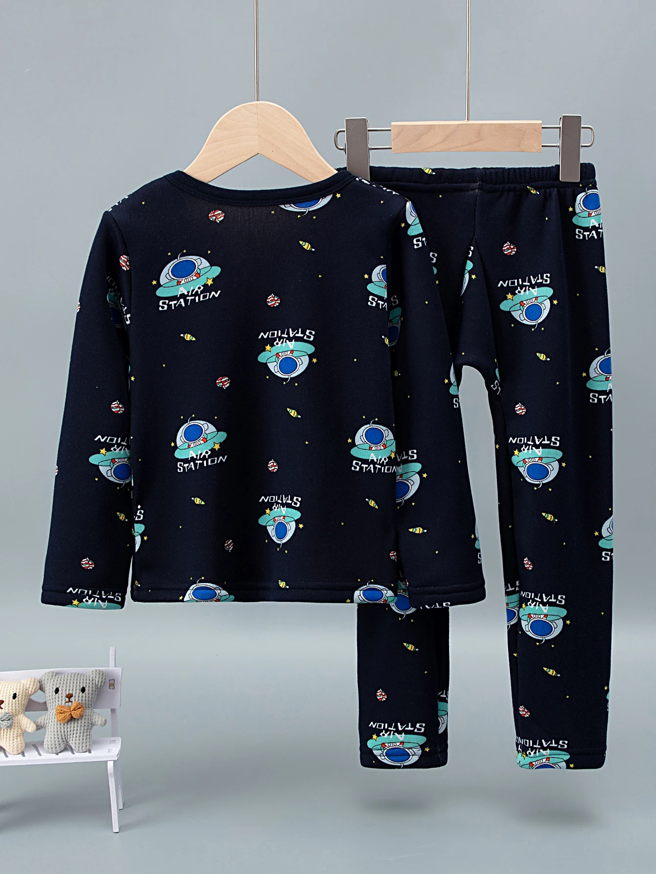 Kids Warm Pajama Sets Autumn Winter Plus Velvet Clothing Suits Boys Fashion Print Pullover+Pants 2Pcs Outfits 1-14 Years