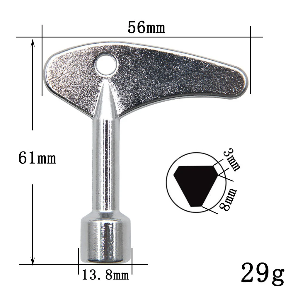 Silver Triangle Wrench Key Multi-functional Tool for Household Elevator Water Meter Cabinet Electricity Meter Valve Key