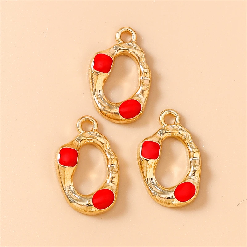 20 Stück 12x19mm Niedliche Emaille-Legierung Hohle Ovale Anhänger für die Herstellung von Halsketten, Ohrringen, Armbändern, DIY-Bastelarbeiten und Schmuckzubehör – Detail 5