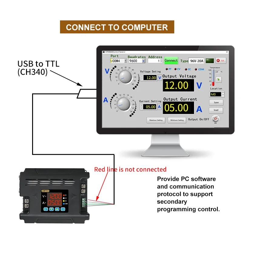 DPH8920-485RF DPH8920-RF الجهد الرقمي إمدادات الطاقة محول فرق الجهد 96 فولت 20A التحكم عن بعد للبرمجة تيار مستمر RS485 الاتصالات