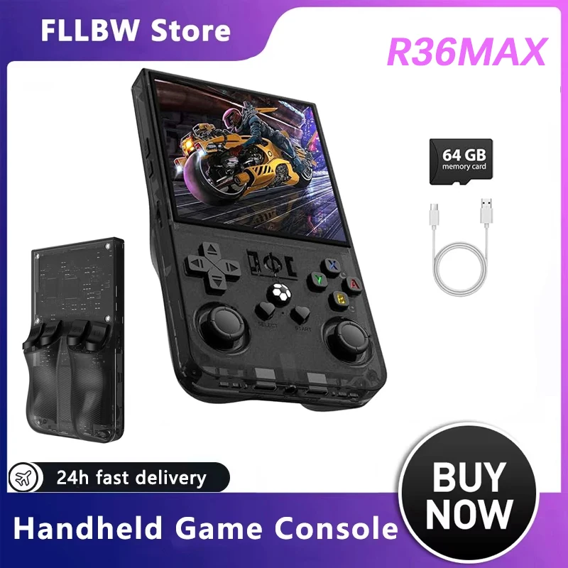 BW R36MAX Retro Handheld Video Game Console RK3326 Chip 64/128G Portable Pocket Game Player 4‘’HD Screen R36 PRO R36S