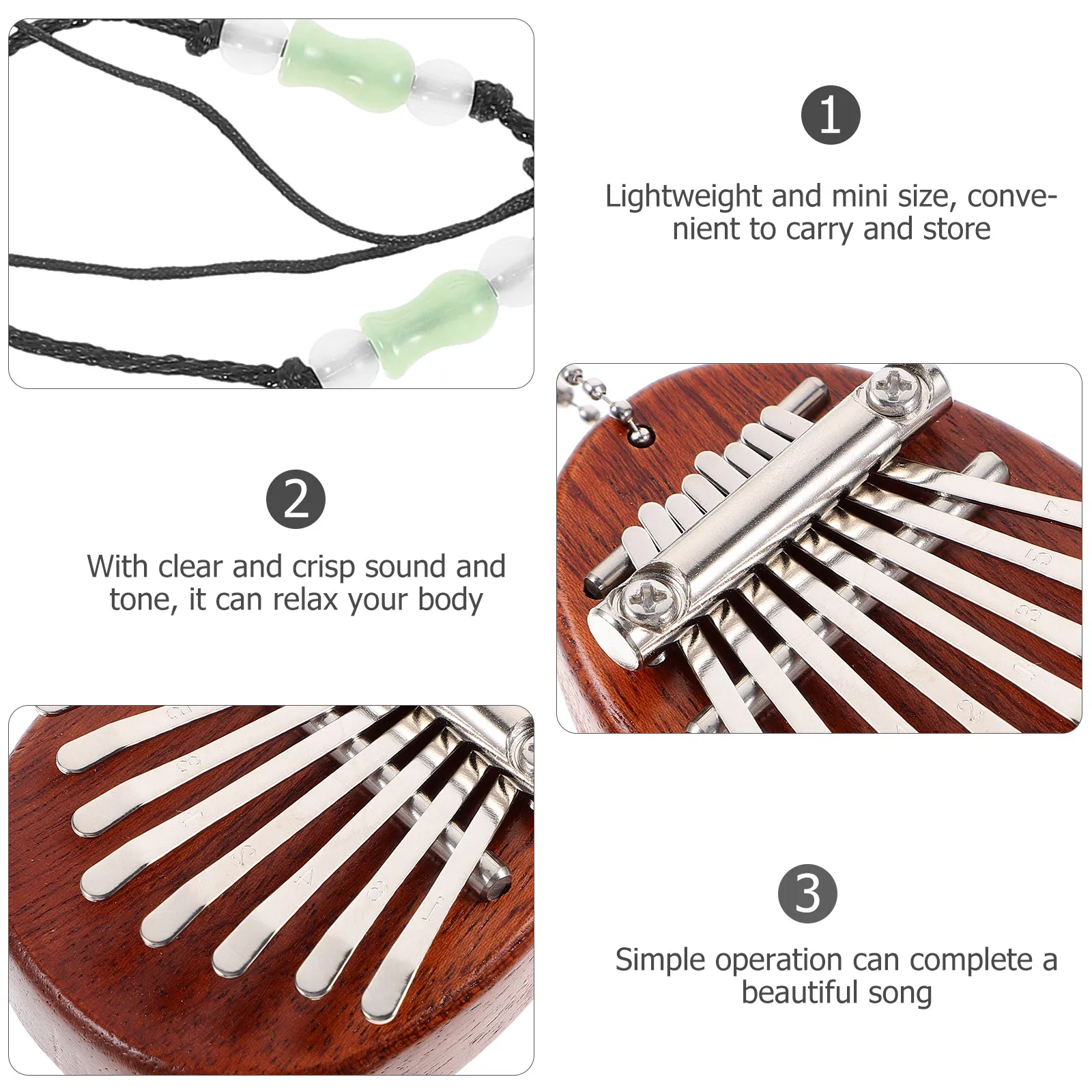 

1 set 1 Set 8 Keys Mini Kalimba Thumb Piano Wood Musical Instrument For Kids Adults Portable Finger Piano Pendant Keychain Car