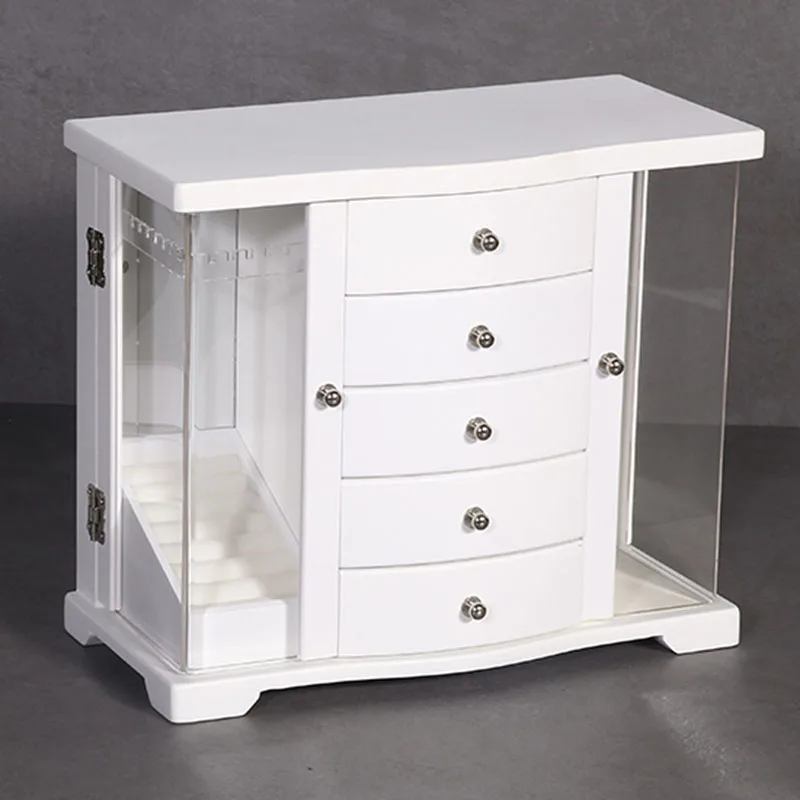 

Шкатулка для драгоценностей из цельного дерева, белые модные шкатулки для демонстрации ювелирных изделий, серьги, браслет, коробка для хранения колец, браслетов, коробки-органайзеры для аксессуаров