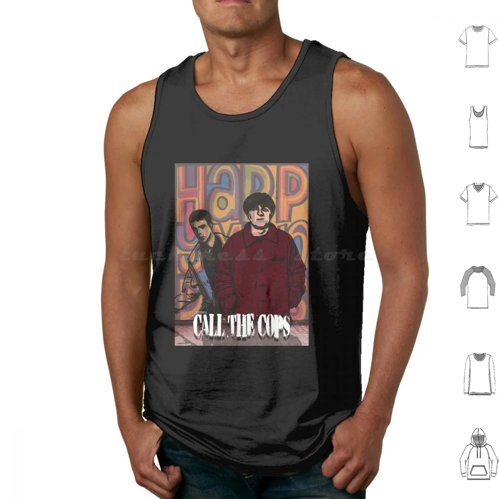 Happy Mondays-Call The Cops Camisetas sin mangas con estampado de algodón Happy Mondays Happy Mondays Call The Cops Happy Mondays Art Shaun Ryder