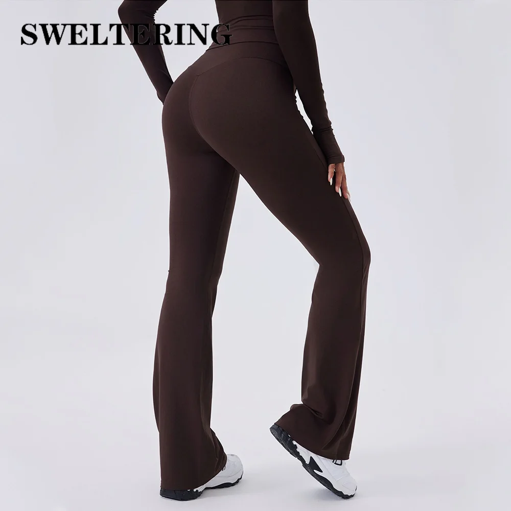 Women Yoga Flared Pants Gym Fitness Running Bell Bottom Trousers Sport Flared Pants Female High Waist Workout Sports Leggings