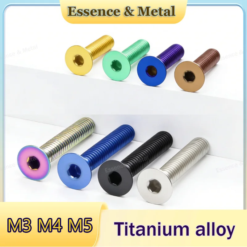 5PCS GR5 Titanium Alloy Bolts M3 M4 M5 Countersunk Head Hexagonal Screws Suitable for Motorcycle/Bicycle Modification Screws