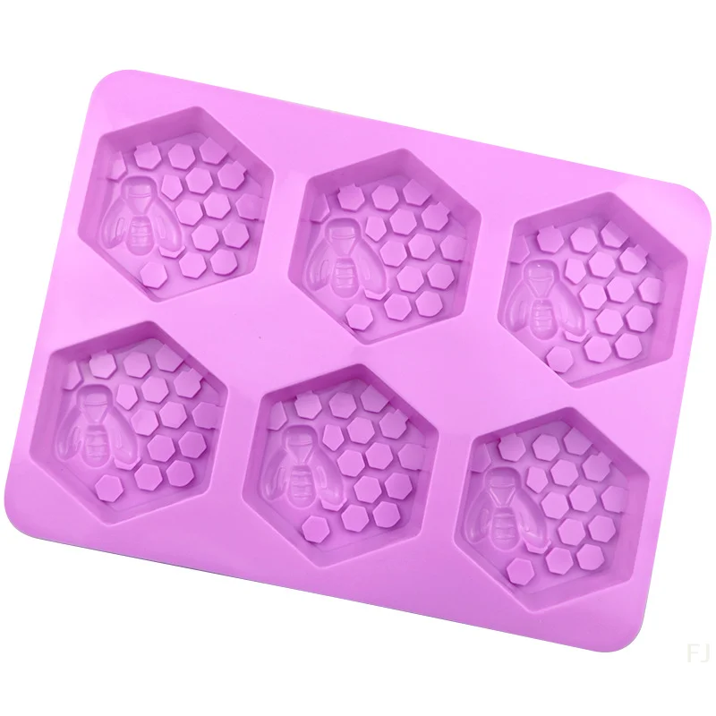 [YU]3D Handmade Soap Silicone Mold 6-Piece Bee Shape Silicone Mold DIY Handmade Soap Mold Homemade Honeycomb DIY Cake Mold