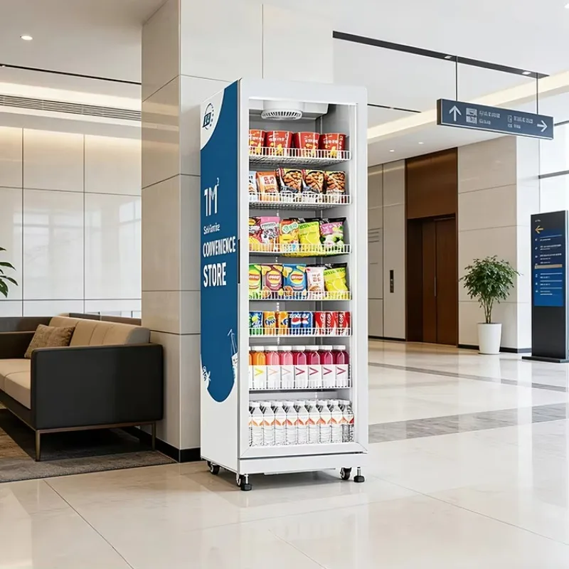 Smart AI Visual Recognition Outdoor Snack Drink Vending Machine 520L Capacity Remote Monitoring Age Recognition Locking Custom