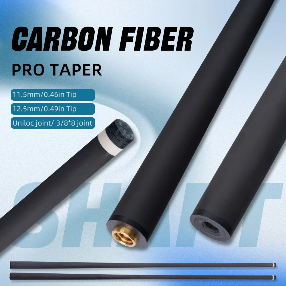 

Carbon Fiber Shaft Low Deflection professional carbon shaft 3/8*8 Uniloc Joint With 11.5mm or 12.5mm tip pool cue for Billiard c