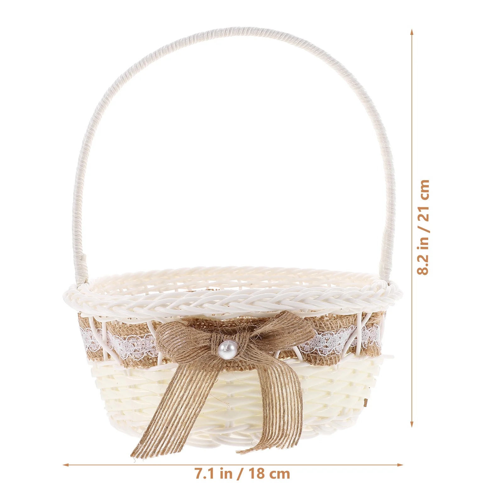 ريفي الزفاف سلة زهرة المنسوجة يدويا سلة دانتيل مستديرة حفلة صور الديكور مقبض سلال لحفلات الزفاف