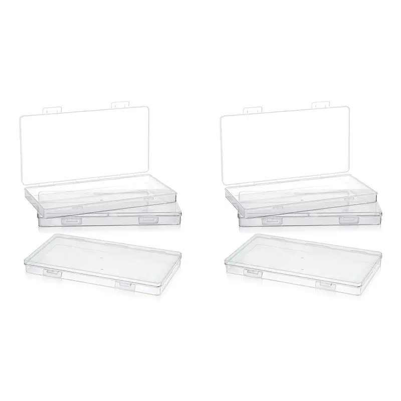 ABIT 6 عبوات من صندوق حاويات تخزين بلاستيكي صغير شفاف، علبة تنظيم فارغة مستطيلة صغيرة مع غطاء مفصلي لجمع الخرزة #1