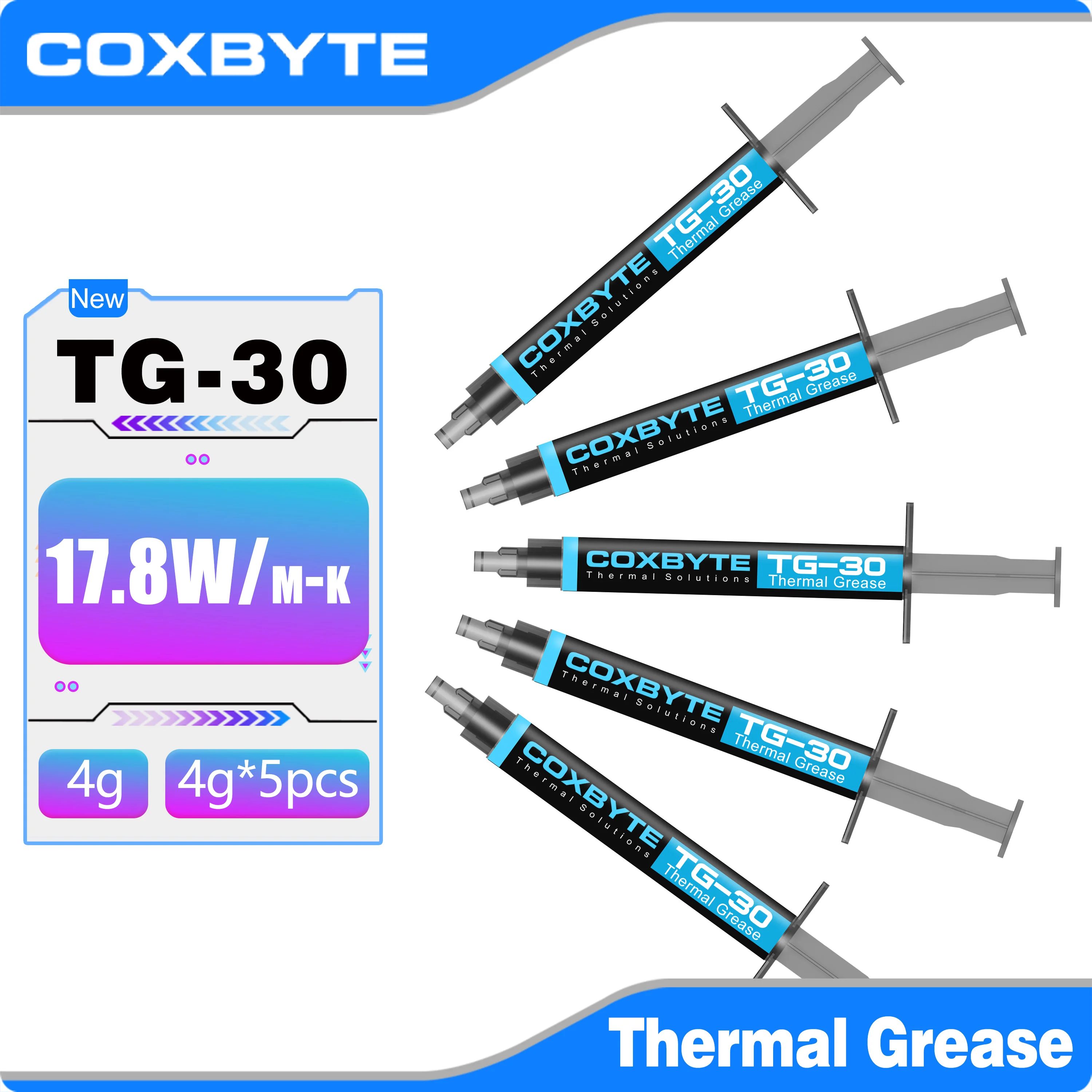 Coxbyte TG-30 pasta térmica 17.5w-mk para processador amd intel cpu cooler ventilador de refrigeração do computador vga gpu composto dissipador de calor gesso